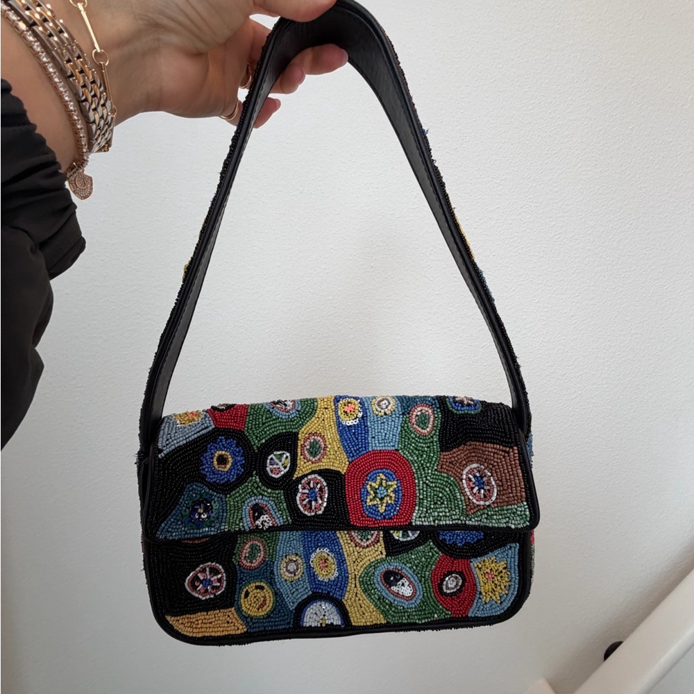 Staud Tommy Beaded Bag Black Millefiori